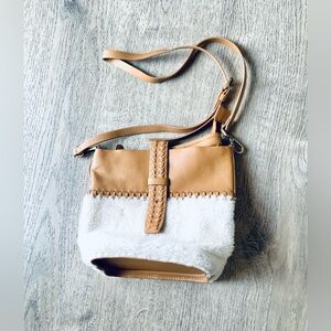 Roller Rabbit Leather & Sherpa Crossbody Bag